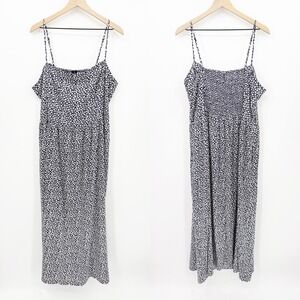 Goodthreads XXL Blue Floral Ditsy Maxi Dress Smocked Back Pocket Strappy Summer